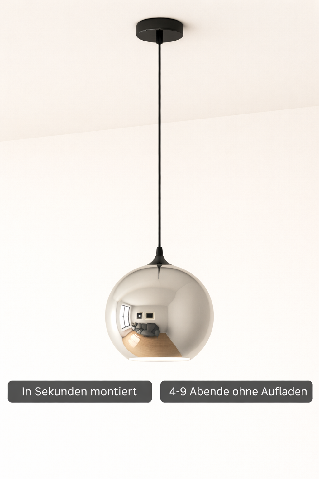 Rimo Carl - Selbstklebende Akku-Hängelampe