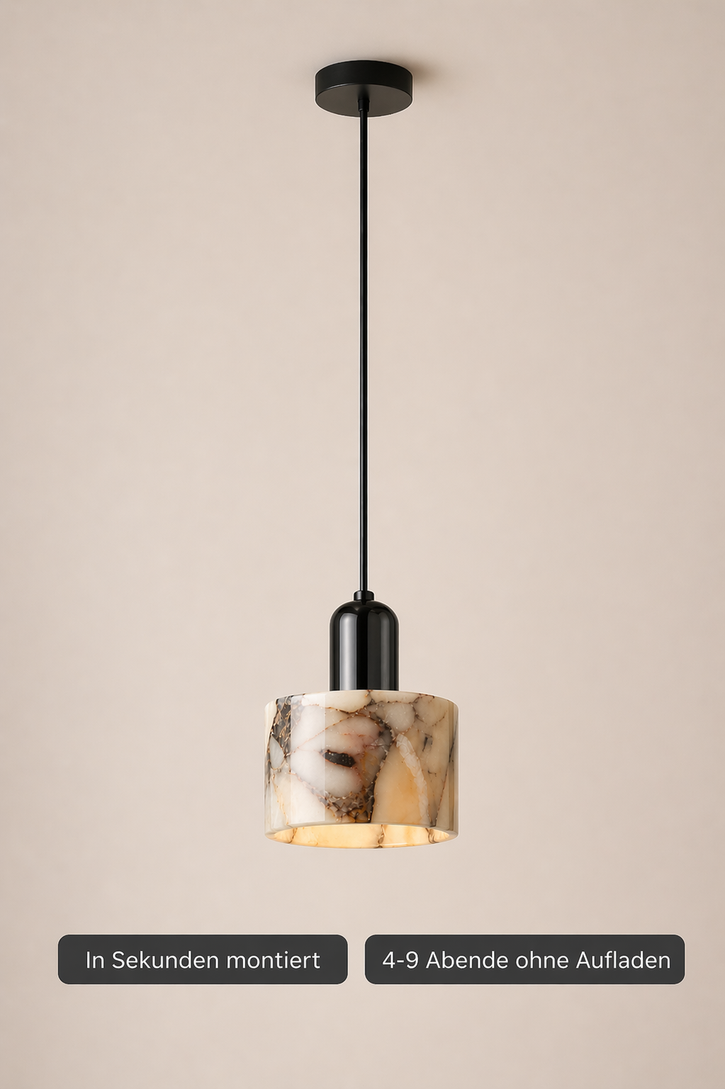 Rimo Marble - Selbstklebende Akku-Hängelampe