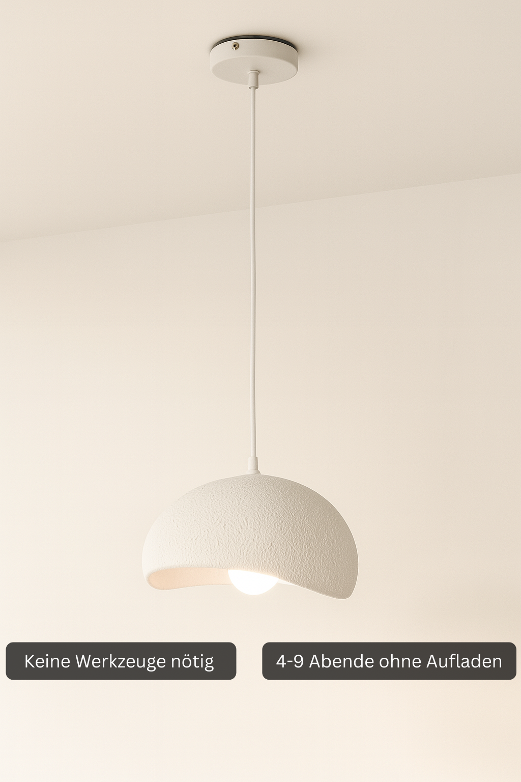 Rimo Daniel - Selbstklebende Akku-Hängelampe